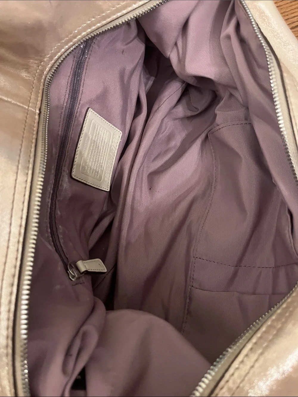 Coach Soho leather satchel shoulder bag (style F17220) in metallic champagne